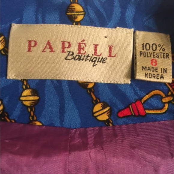 VTG Papéll Boutique Sz 8 Blue Chain Print 2pc Set - Picture 6 of 8